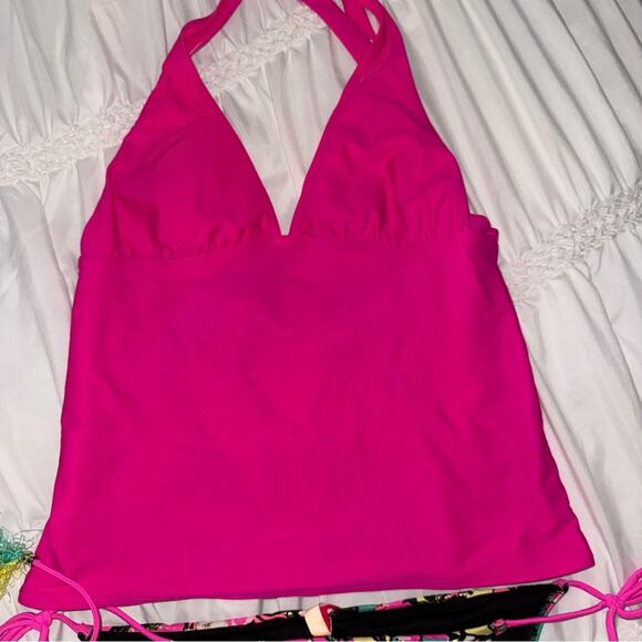 Old navy Victoria secret Vibrant Pink Halter Top with 2 Floral Bikini Bottoms - Picture 5 of 6